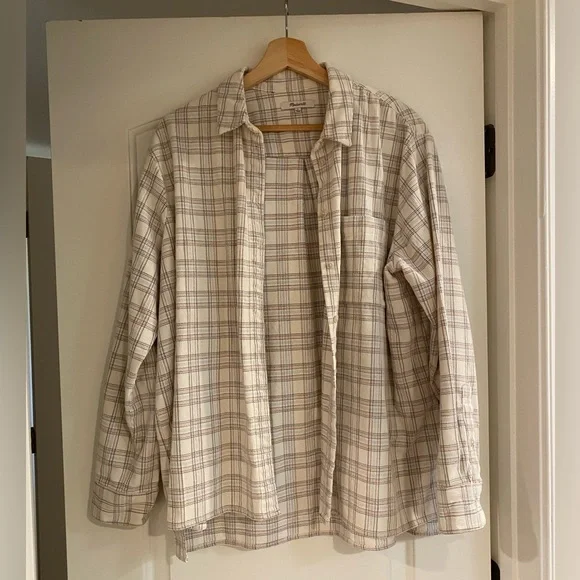Madewell Corduroy Oversized Ex Boyfriend Shirt in Lombard Plaid Large - Picture 2 of 16